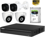 Комплект за видеонаблюдение с 4 камери HDCVI 2MP 