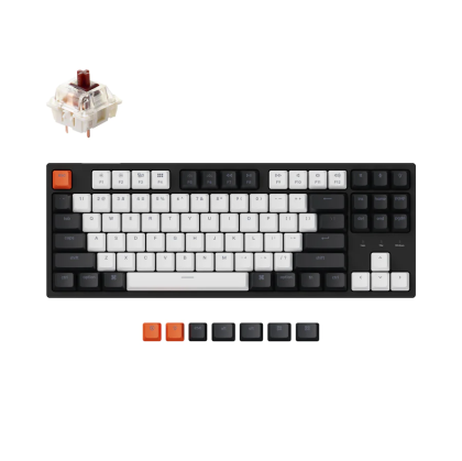 Геймърска механична клавиатура Keychron C1 TKL Gateron G Pro Brown Switch, White Backlight