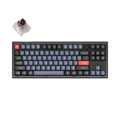 Геймърска Механична клавиатура Keychron V3 TKL Knob QMK Frosted Black Translucent, Keychron K Pro Brown Switch, RGB Backlight