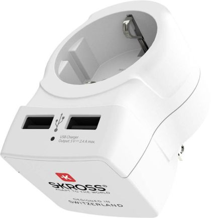 Адаптер SKROSS Europe към USA, USB, Бял