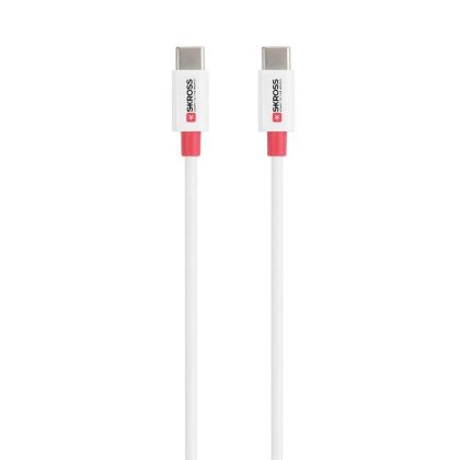 Кабел Skross, USB-C - USB-C 2.0 мъжко, 0.15 м, Бял