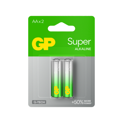 Алкална батерия GP SUPER LR6 AA, 2 бр. в опаковка, 1.5V, GP15A