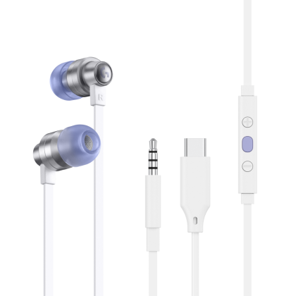 Геймърски слушалки с микрофон Logitech G333 In-ear 3.5 mm + USB-C adapter, тапи жични, бели