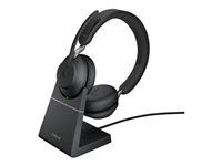 JABRA Evolve2 65 UC Stereo Headset on-ear Bluetooth wireless USB-A noise isolating black with charging stand