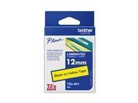 BROTHER TZE631 laminate tape 12mm BLACK ON YELLOW