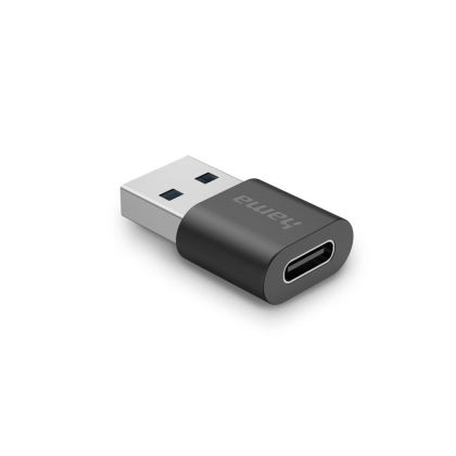 Адаптер HAMA USB-A мъжко - USB-C женско, USB 3.2 Gen 2, 10 Gbit/s, Черен