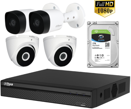 Комплект за видеонаблюдение с 4 камери HDCVI 2MP 