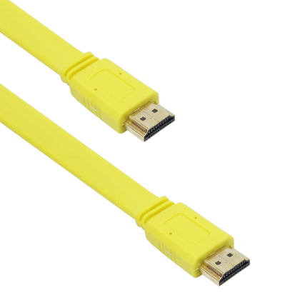 Кабел DeTech HDMI - HDMI M/М, 1.8m, Flat, Жълт 