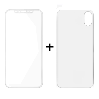 Стъклен протектор за дисплей и гръб, Remax Caesar, за iPhone X, 0.3 mm, Бял 