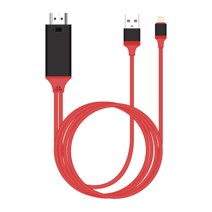 Кабел Earldom ET-W5,  Lightning MHL - HDMI + USB, 2.0m, Червен 