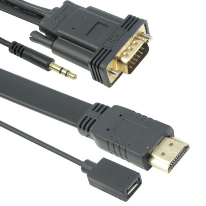 Кабел , HDMI - VGA, 3m, Flat, с аудио кабел -18261