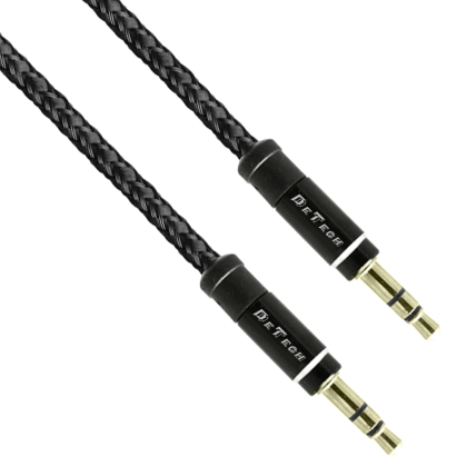 Аудио кабел DeTech DE-04AUX, 3.5mm жак, М/М, 1.0м, Черен 