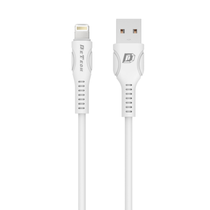 Кабел за данни DeTech DE-C27i, Lightning (iPhone 5/6/7/SE), 1.0m, Бял 