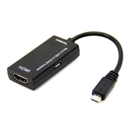 Прех
одник DeTech Micro USB към HDMI MHL, 15см, Черен 