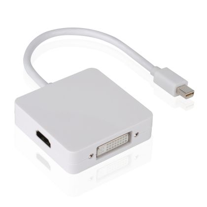 Прех
одник DeTech Mini DP то DVI, HDMI, VGA 10см, Бял 