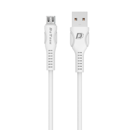 Кабел за данни DeTech DE-C27M, Micro USB, 1.0m, Бял 