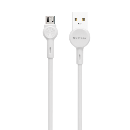 Кабел за данни DeTech DE-C35M, Micro USB, 1.0m, Бял 