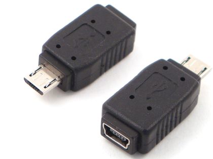 Преходник DeTech Micro USB M към Mini USB F, Черен 