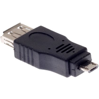 Преходник , USB AF към Micro USB 5P M, Черен 