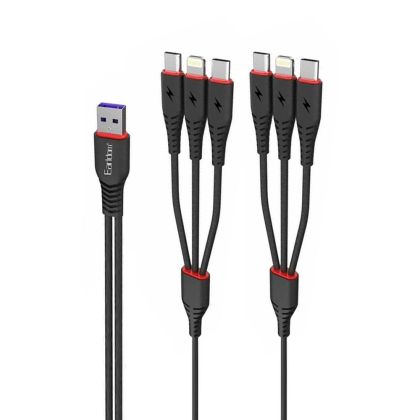 Кабел за зареждане Earldom EC-IMC021, 2xType-C, 2xMicro USB, 2xLightning, 2.0m, Черен 