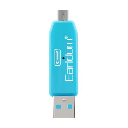 Прех
одник Earldom ET-OT05, USB F към Micro USB, Четец за карти, OTG, Различни цветове 