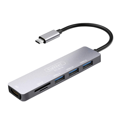 Докинг станция Earldom ET-W18, Type-C към 3xUSB 3.0, SD, MicroSD, HDMI, Сив 