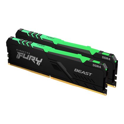 Памет Kingston FURY Beast Black RGB 16GB(2x8GB) DDR4 PC4-25600 3200MHz CL16 KF432C16BBAK2/16