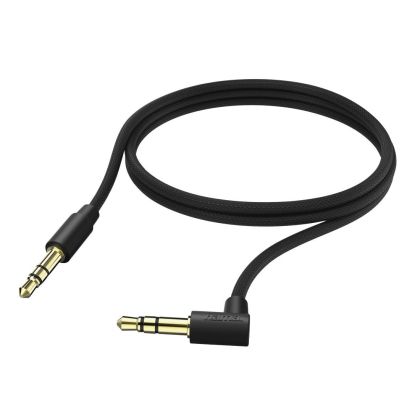 Аудио кабел HAMA, 3.5мм жак мъжко - 3.5мм жак мъжко, на 90°, 1м, Черен