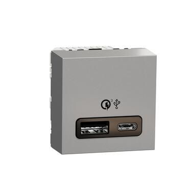 Двойно USB зарядно тип A+C, quick charge 18W, 2M, алуминий