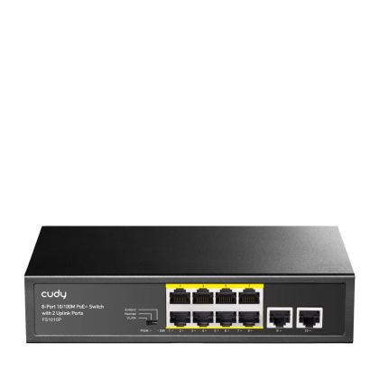 Суич Cudy FS1010P, 8 портов, 10/100, PoE+ Switch 120W, 2 x Uplink порта