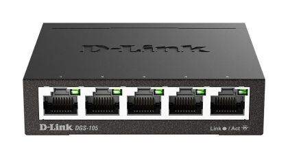 Суич D-Link DGS-105/E, 5 портов, 10/100/1000, Gigabi, метален корпус