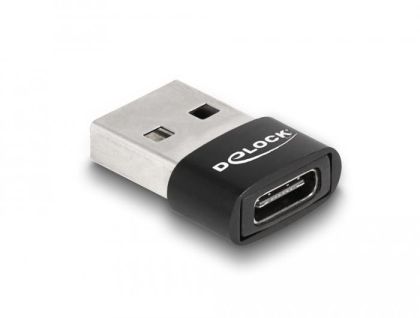 Адаптер Delock, USB 2.0, USB Type-A мъжко - USB Type-C женско, Черен