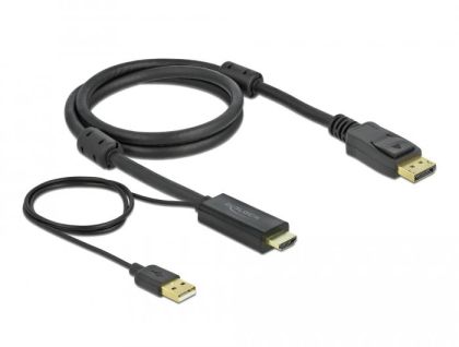 Кабел Delock HDMI мъжко - DisplayPort USB мъжко, 4K 30 Hz, 1 м, Черен