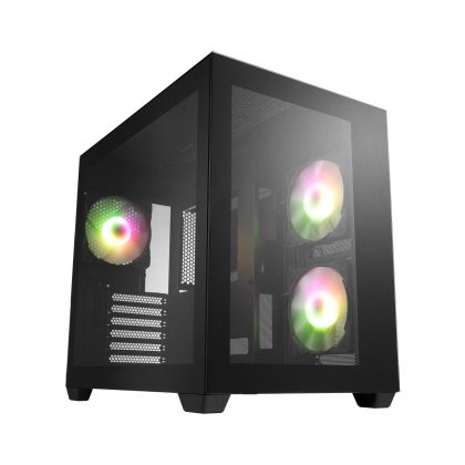 Кутия FSP CMT380 Black ARGB TG, ATX Mid Tower, Черна