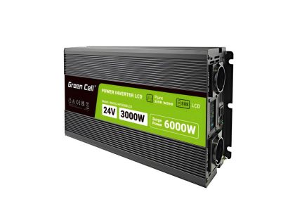 Инвертор GREEN CELL, 24/220V,  DC/AC, 3000W/6000W, чиста синусоида