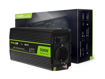 Инвертор GREEN CELL, 12/220V, DC/AC, 500W/1000W, Чиста синусоида