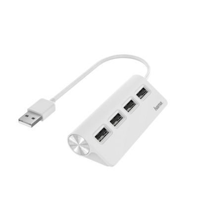 USB хъб HAMA, USB 2.0, 1:4, бял, 480Mbit/s