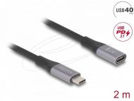 Delock Удължителен кабел USB-C, 40 Gbps, PD 240W, 2 м, сив