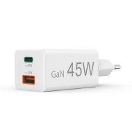HAMA Бързо мини зарядно, 45 W, 1x USB-C - 1x USB-A, PD, бяло