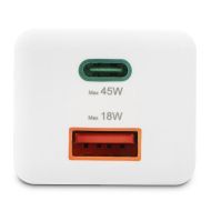 HAMA Бързо мини зарядно, 45 W, 1x USB-C - 1x USB-A, PD, бяло
