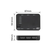 HDMI суич ACT AC7841, 5/1, 3D, 4K@60Hz, Черен
