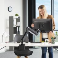 Стойка за монитор за бюро HAMA, Регулируема, Амортисьор, 13" - 35", 15 кг, Черна
