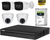Комплект за видеонаблюдение с 4 камери HDCVI 2MP