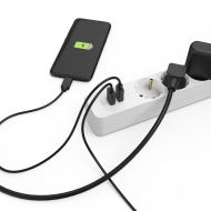Разклонител  HAMA Power Strip, 5 гнезда, USB-C/USB-A,1.4м, макс 18W, PD/Quick Charge, Бял